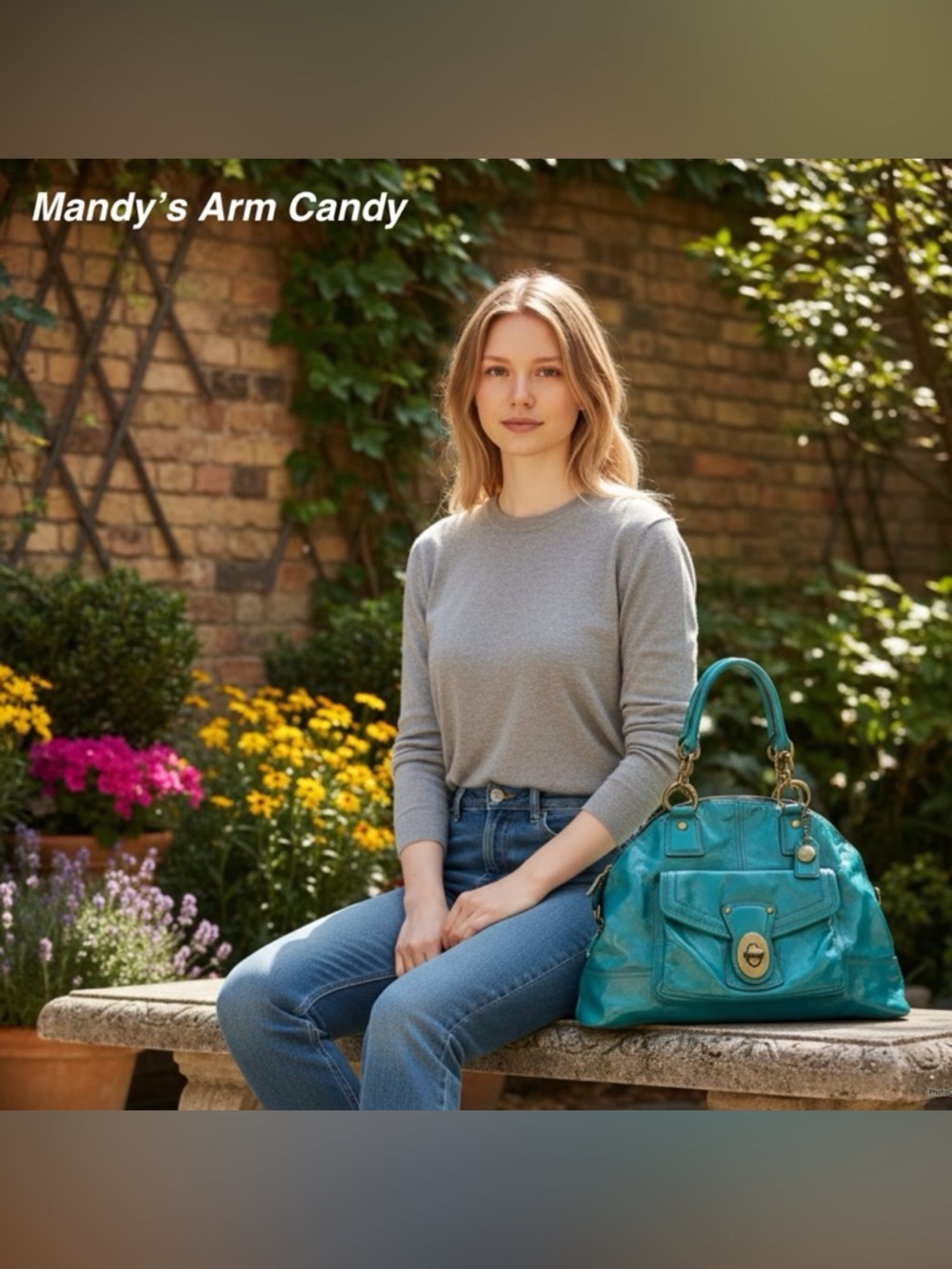 New Rare Coach Turquoise Patent Francine Striped Legacy Satchel! $900